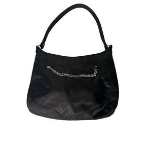 Women's Bonjour Black Handbag Puse With Silver Bonjour Chain Lightweight.